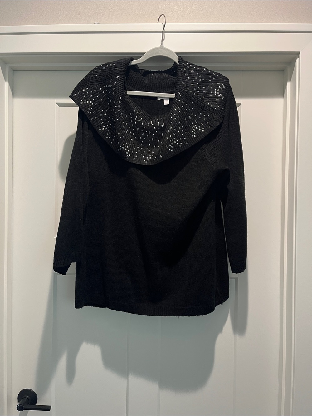 Dress Barn Black Knit Sweater with Embellished Collar